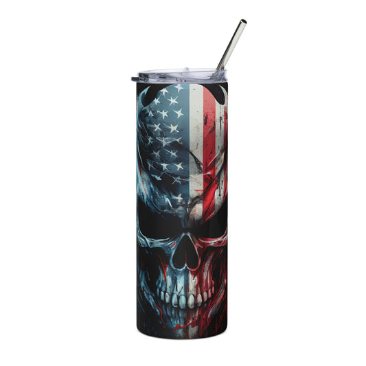 Patriotic Stainless-Steel Tumbler "American Skull" T810013