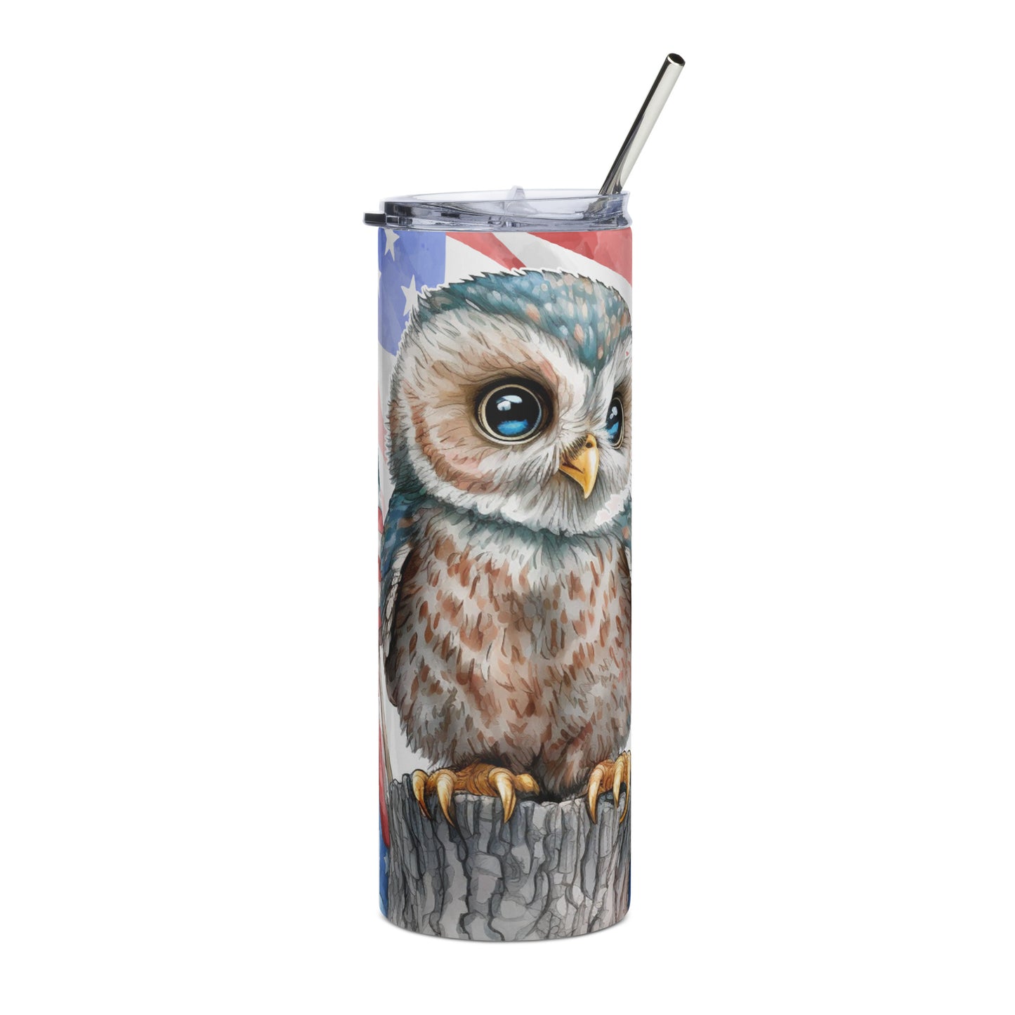 Patriotic Stainless-Steel Tumbler "Patriotic Owl" T810009