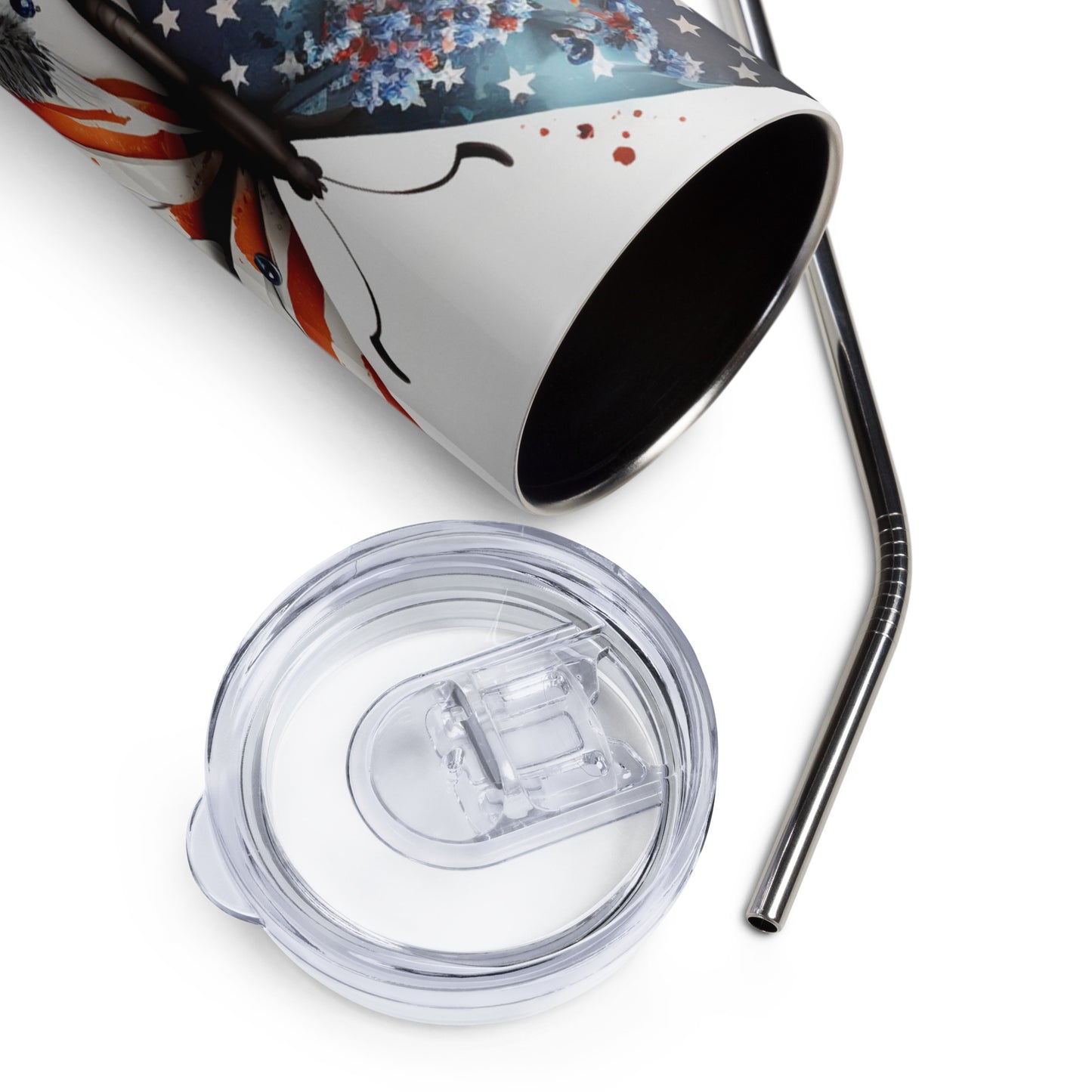 Patriotic Stainless-Steel Tumbler "Stars and Stripes - Floral Butterfly" T810010