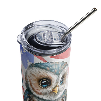 Patriotic Stainless-Steel Tumbler "Patriotic Owl" T810009