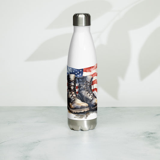 Patriotic Stainless Steel Water Bottle "Flag and Boots" W810007