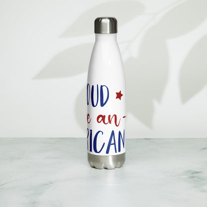 Patriotic Stainless Steel Water Bottle "Proud to be an American" W810004