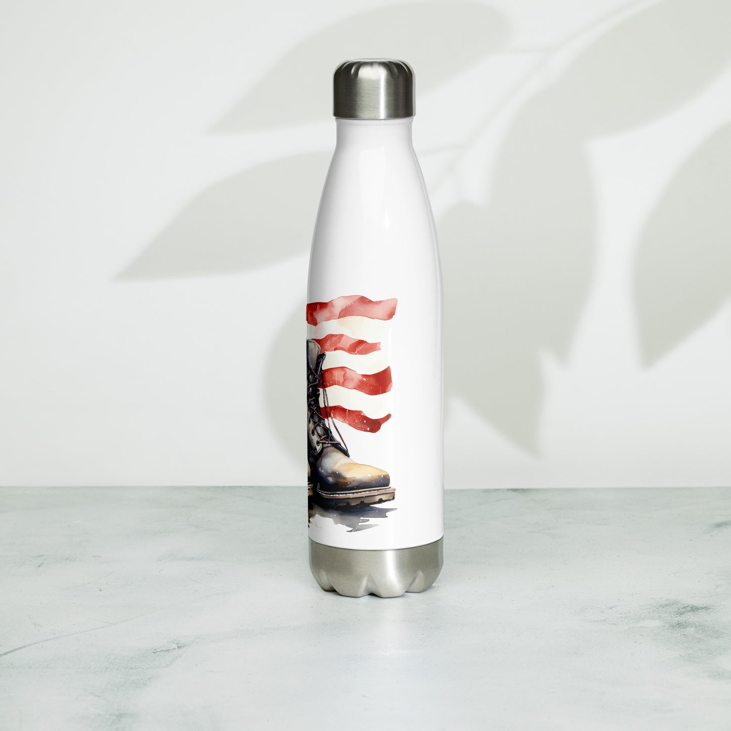 Patriotic Stainless Steel Water Bottle "Flag and Boots" W810007