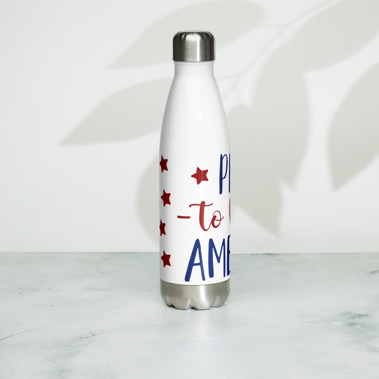 Patriotic Stainless Steel Water Bottle "Proud to be an American" W810004