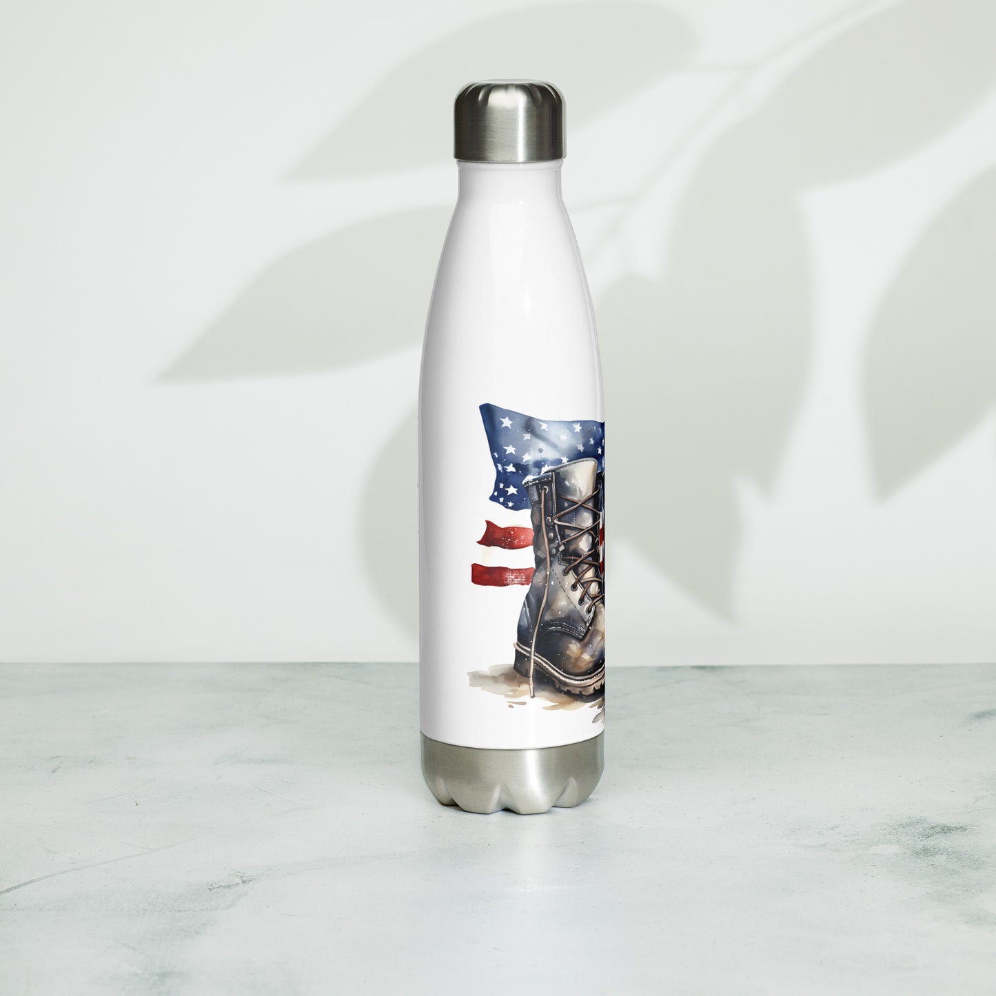 Patriotic Stainless Steel Water Bottle "Flag and Boots" W810007