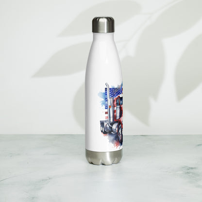 Patriotic Stainless Steel Water Bottle "Flag and Truck" W810008