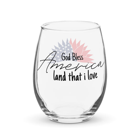 Patriotic Wine Glass "God Bless America" G820005