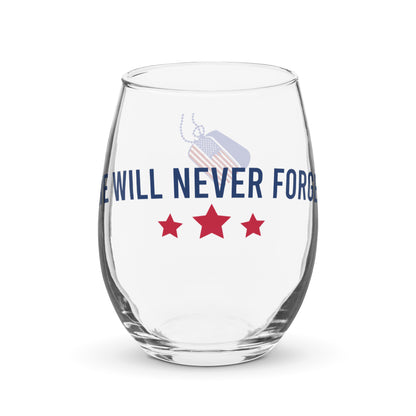 Patriotic Wine Glass "We will never forget" G820006