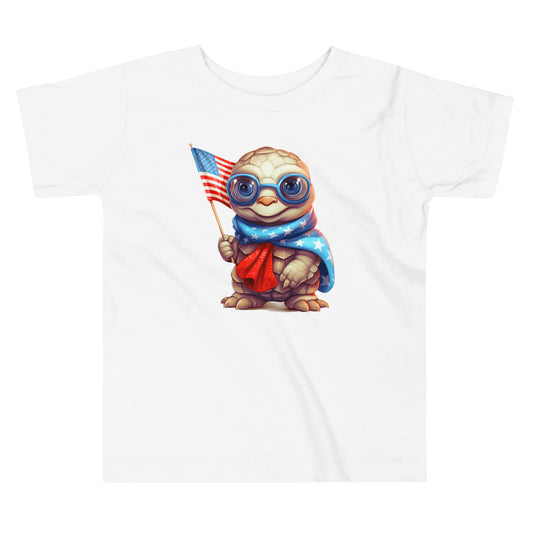 Patriotic T-Shirt for Toddlers "Turtle with Flag" TS310021