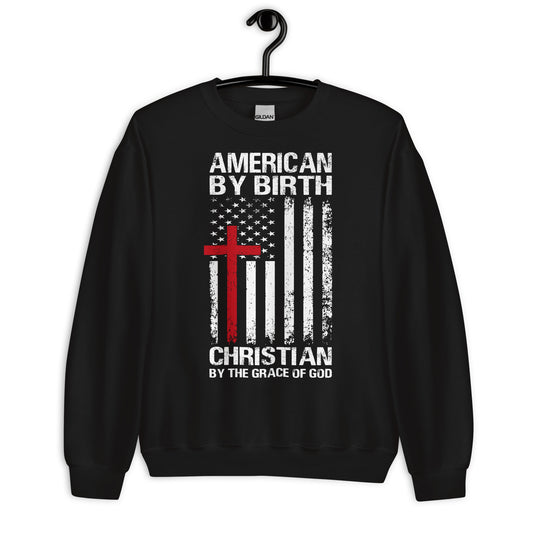 Patriotic Classic Fit Sweatshirt for Men "American By Birth" SS100021