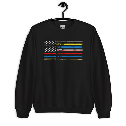 Patriotic Classic Fit Sweatshirt for Women "First Responder Flag" SS200033