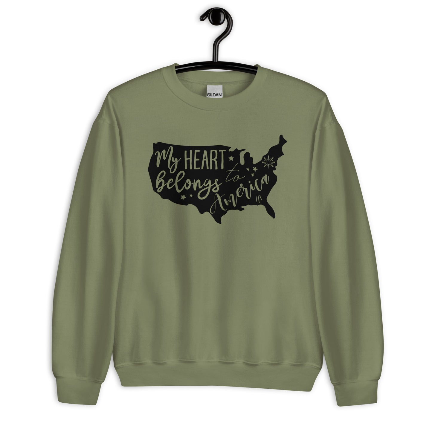 Patriotic Classic Fit Sweatshirt for Women "My Heart belongs to America" SS200030