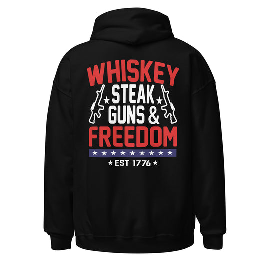 Men Hoodie "Whiskey Steak Guns & Freedom"