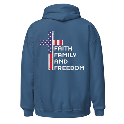 Men Hoodie "Faith Family and Freedom"