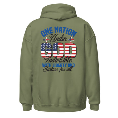 Patriotic Hoodie for Woman "One Nation Under God - Indivisible with Liberty and Justice for all" H220021