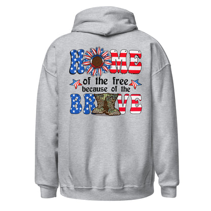 Patriotic Hoodie for Woman "Home of the Free because of the Brave" H220026