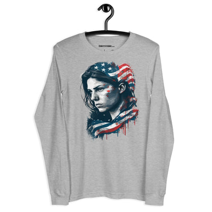 Patriotic Long Sleeve Tee Women "Patriotic Woman" LS200007