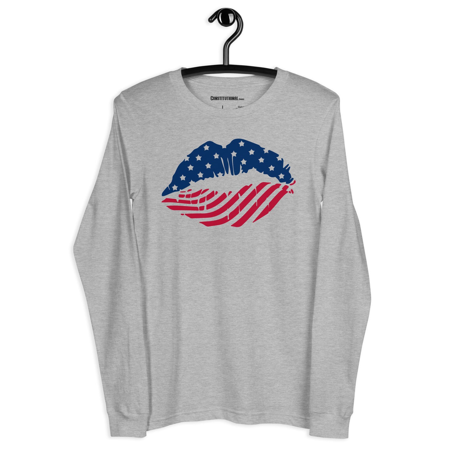 Patriotic Long Sleeve Tee Women "American Kiss" LS200018