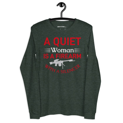 Patriotic Long Sleeve Tee Women "A Quiet Woman" LS200002