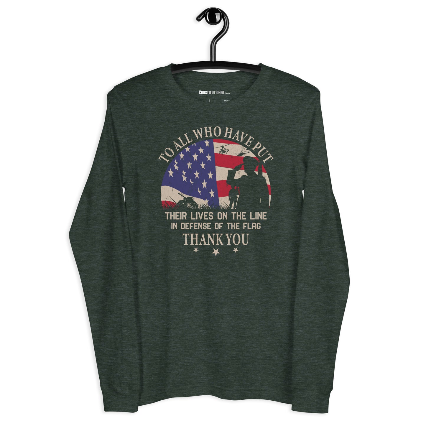 Patriotic Long Sleeve Tee Women "Thank You" LS200004