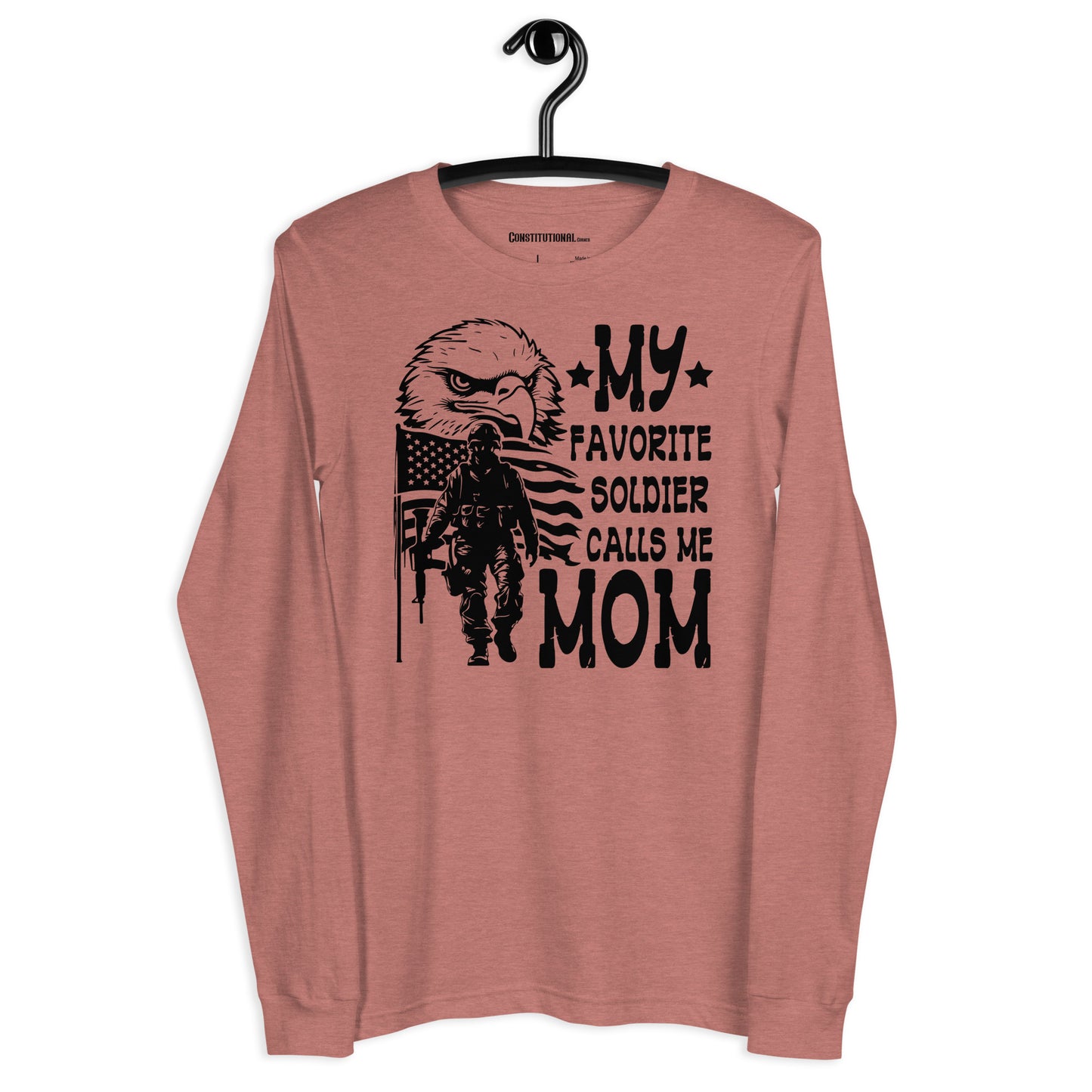 Patriotic Long Sleeve Tee Women "My Favorite Soldier Calls Me Mom" LS200016