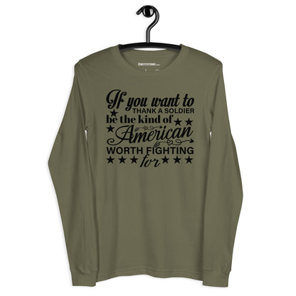 Patriotic Long Sleeve Tee Women "If you want to Thank a Soldier..." LS200003