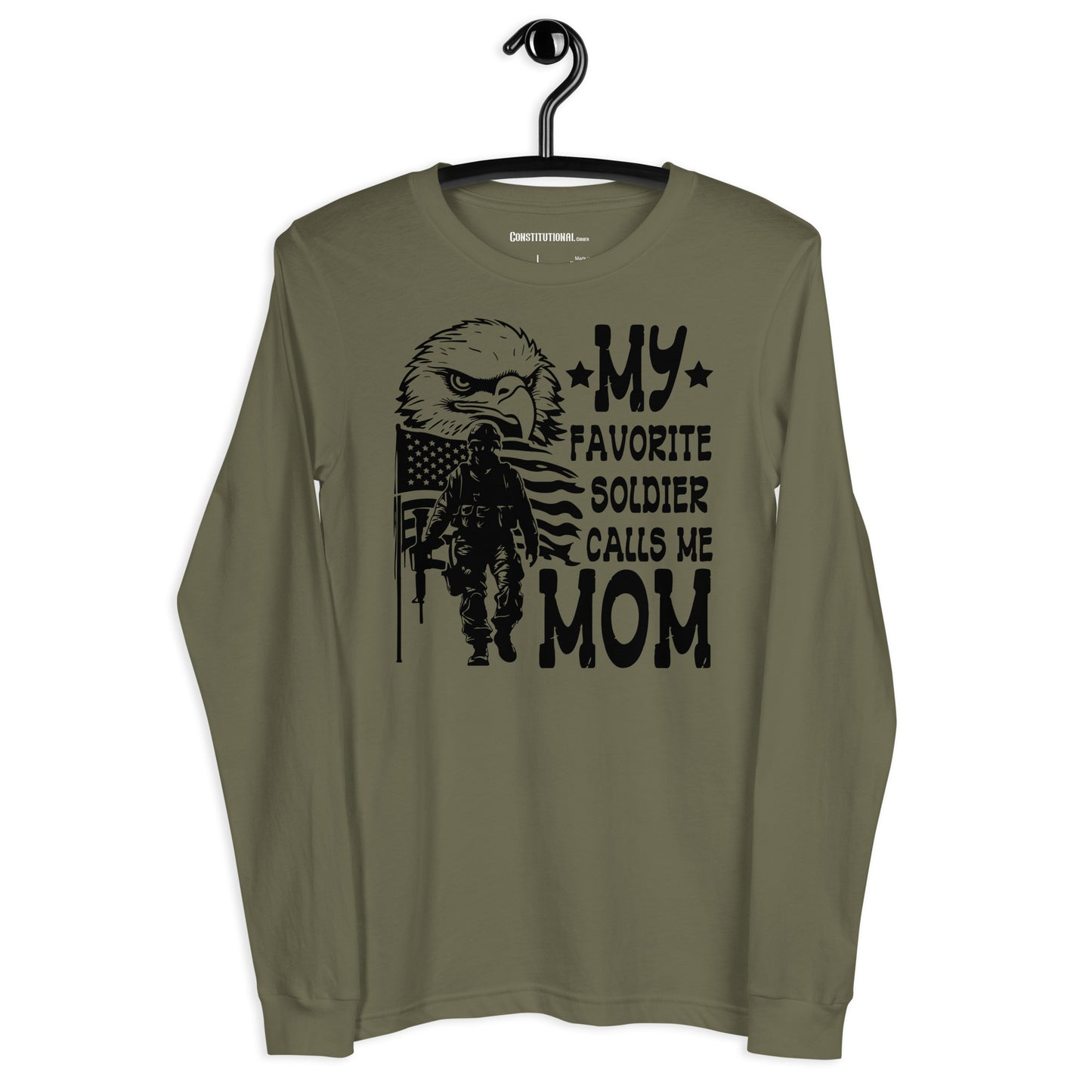 Patriotic Long Sleeve Tee Women "My Favorite Soldier Calls Me Mom" LS200016