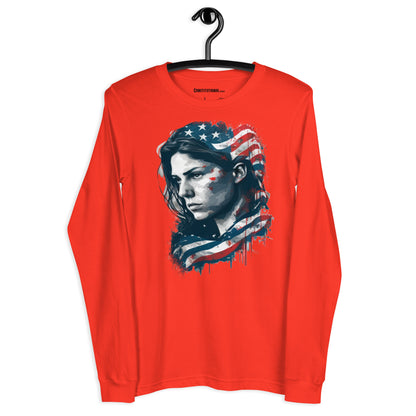 Patriotic Long Sleeve Tee Women "Patriotic Woman" LS200007