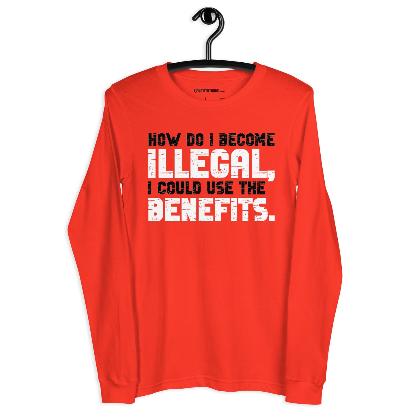 Patriotic Long Sleeve Tee Women "Illegal Benefits" LS200009