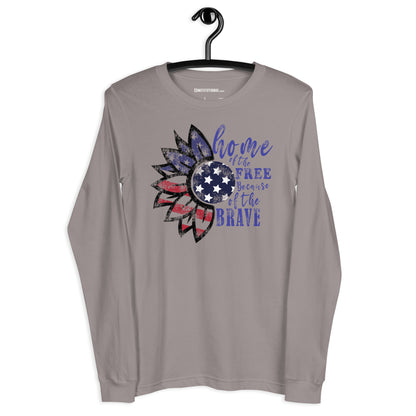 Patriotic Long Sleeve Tee Women "Home of the Free because of the Brave" LS200014