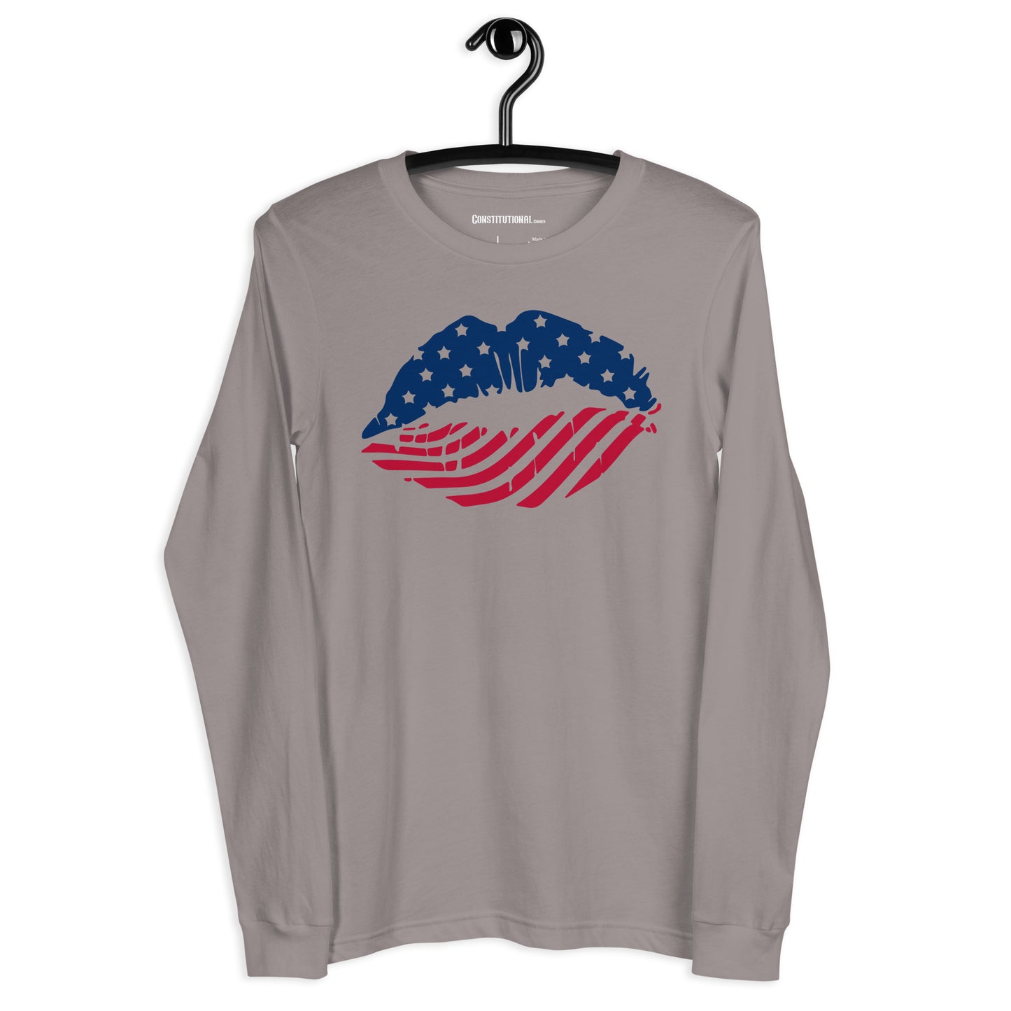 Patriotic Long Sleeve Tee Women "American Kiss" LS200018