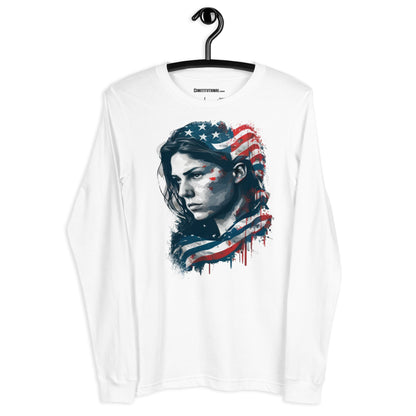 Patriotic Long Sleeve Tee Women "Patriotic Woman" LS200007