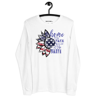 Patriotic Long Sleeve Tee Women "Home of the Free because of the Brave" LS200014