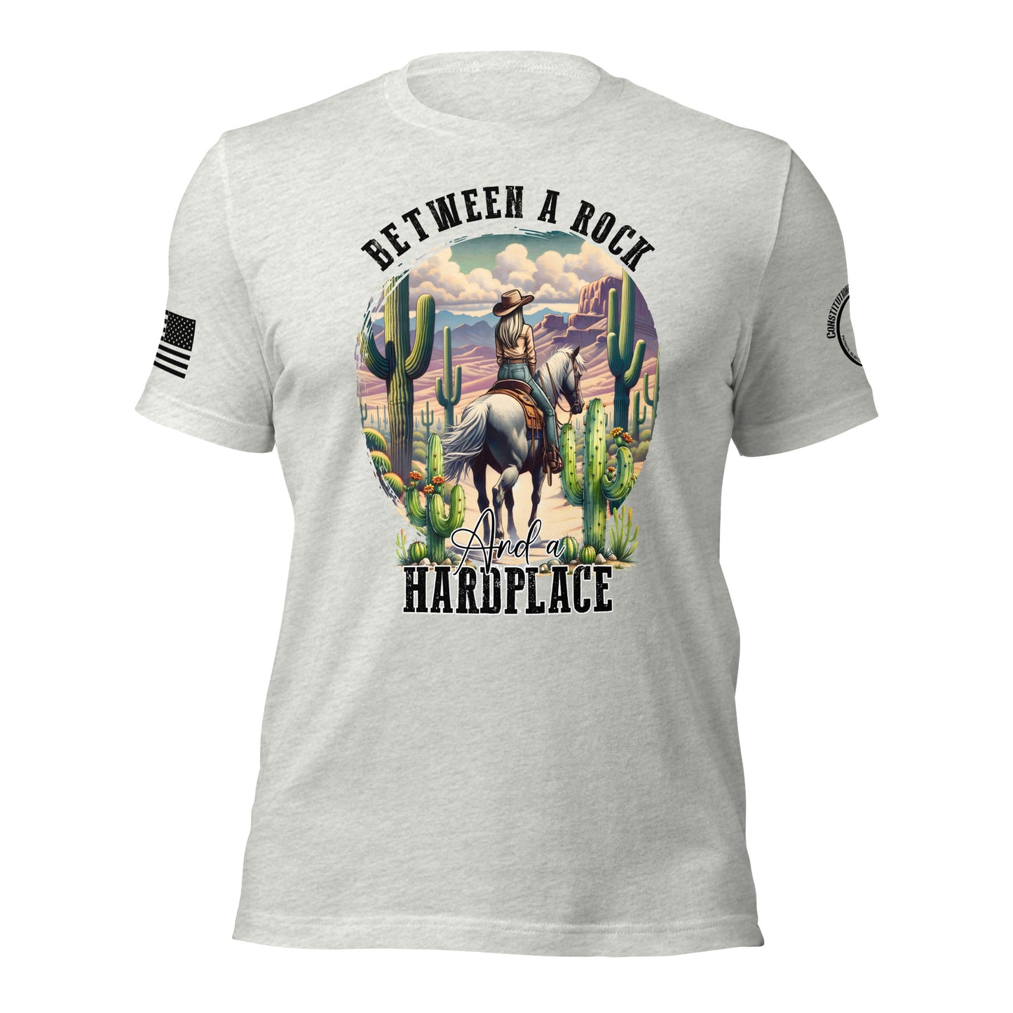 Women t-shirt "Between a Rock and a Hard Place"