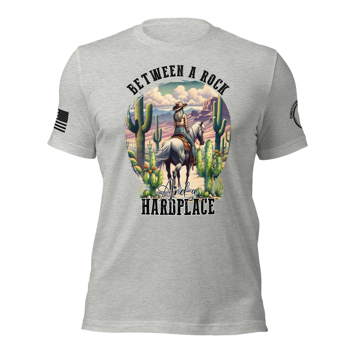 Women t-shirt "Between a Rock and a Hard Place"