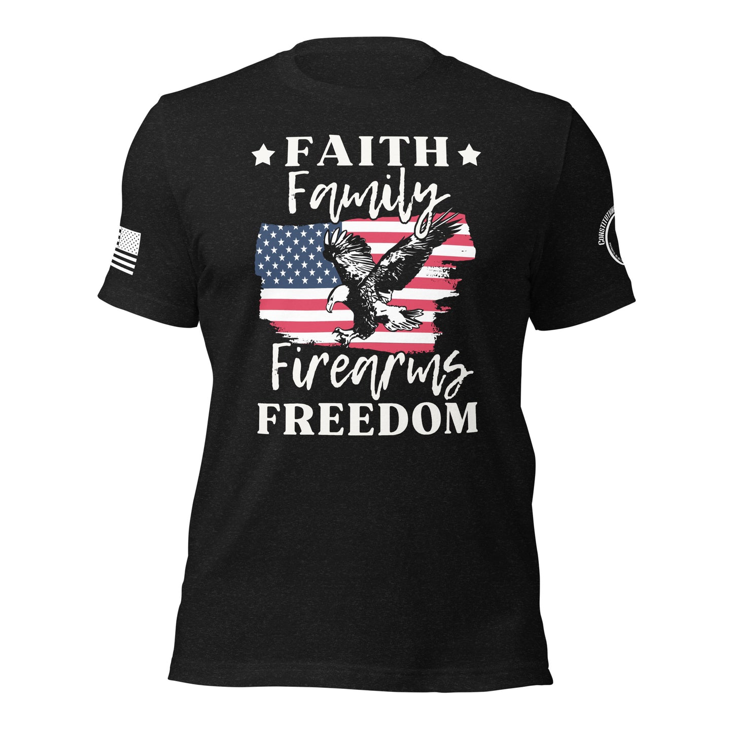 Unisex t-shirt "Faith Family Firearms Freedom"