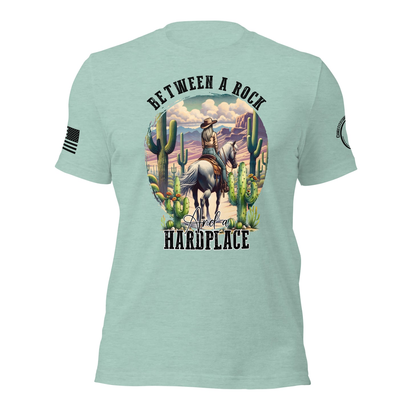 Women t-shirt "Between a Rock and a Hard Place"