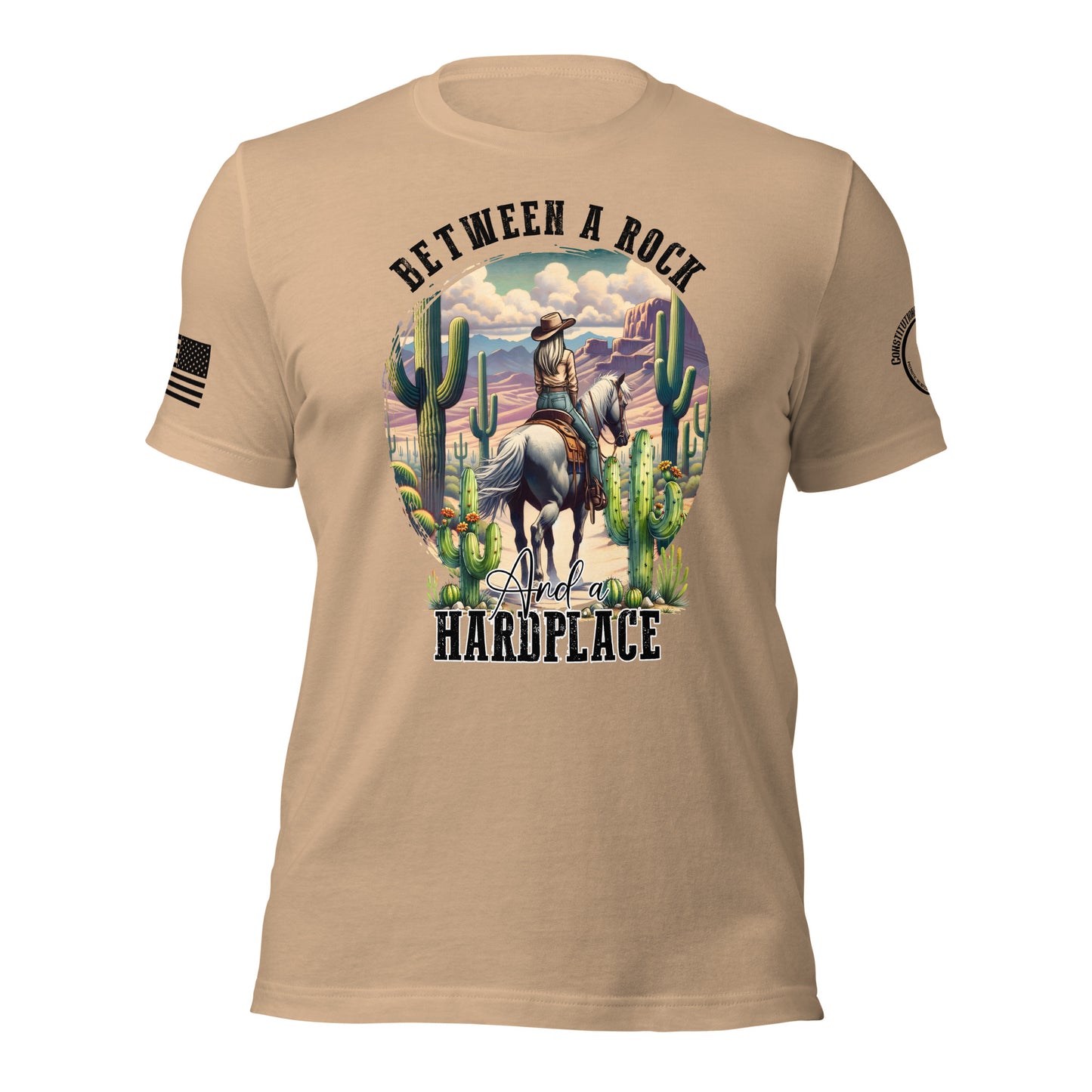 Women t-shirt "Between a Rock and a Hard Place"