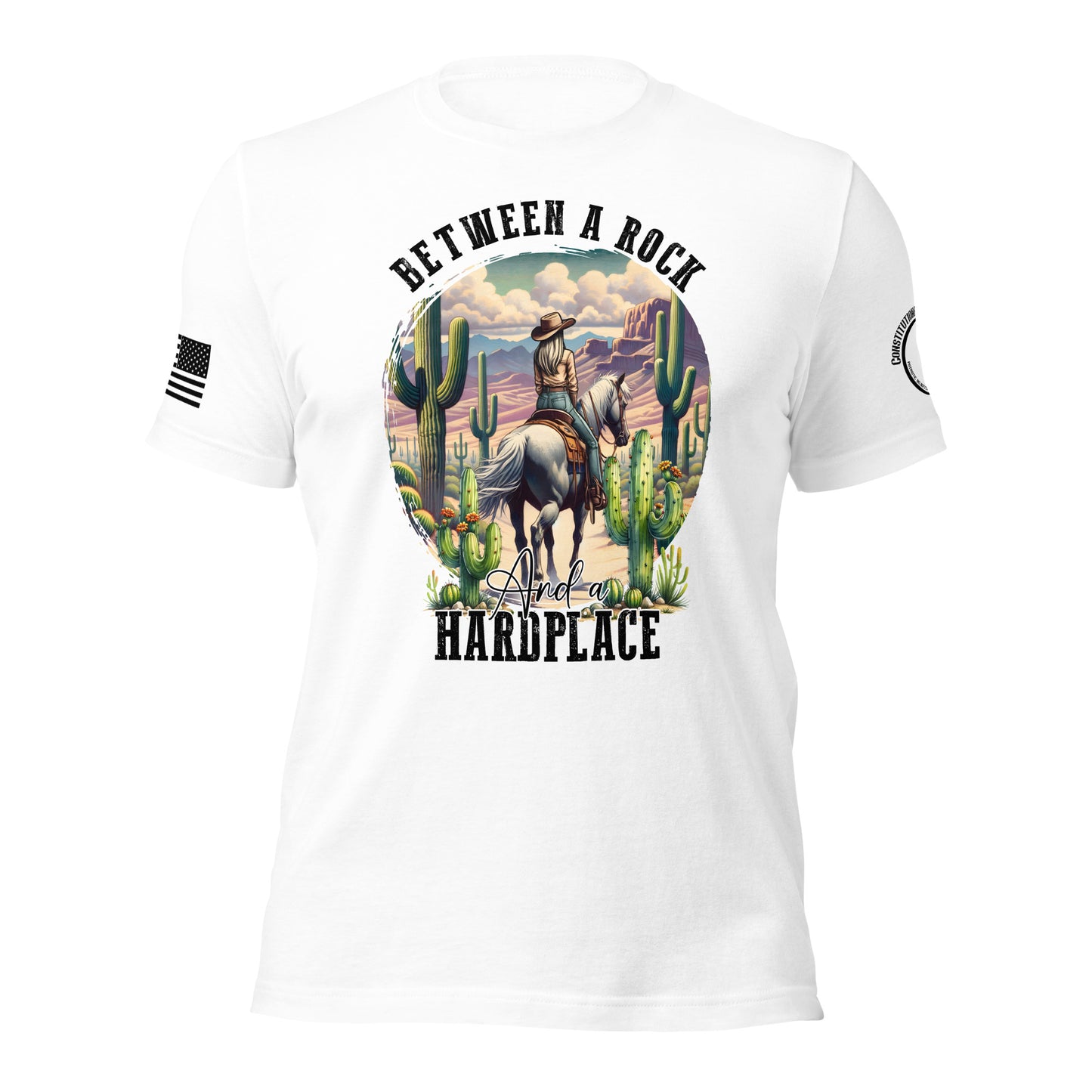 Women t-shirt "Between a Rock and a Hard Place"