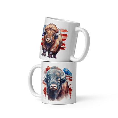 Patriotic Ceramic Mug White "American Bison" M830001