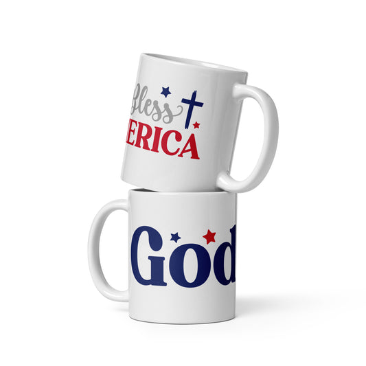 Patriotic Ceramic Mug White "God Bless America" M830003