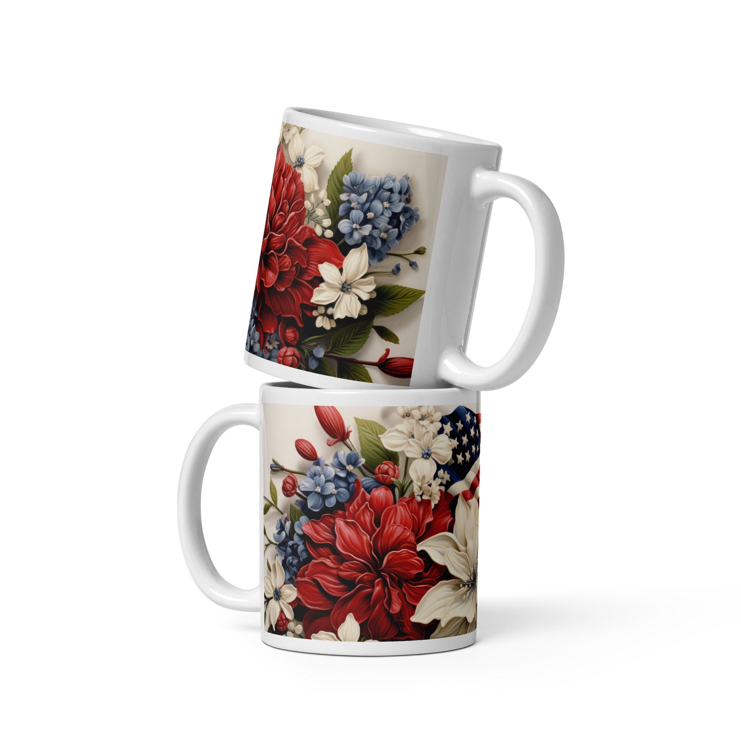 Patriotic Ceramic Mug White "Flower Bouquet" M830004