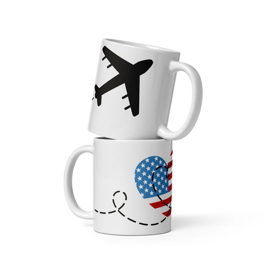 Patriotic Ceramic Mug White "Love to Travel in America" M830010