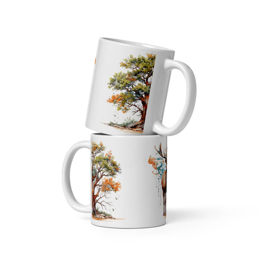 Patriotic Ceramic Mug White "Native Deer" M830012