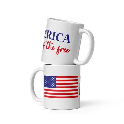 Patriotic Ceramic Mug White "America Land of the Free" M830014