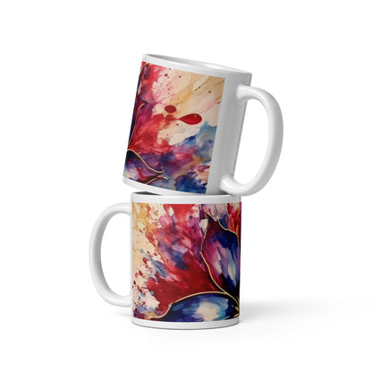 Patriotic Ceramic Mug White "Flowery Design" M830017