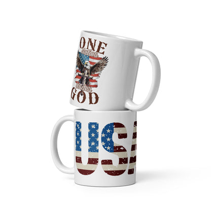 Patriotic Ceramic Mug White "USA One Nation Under God" M830019