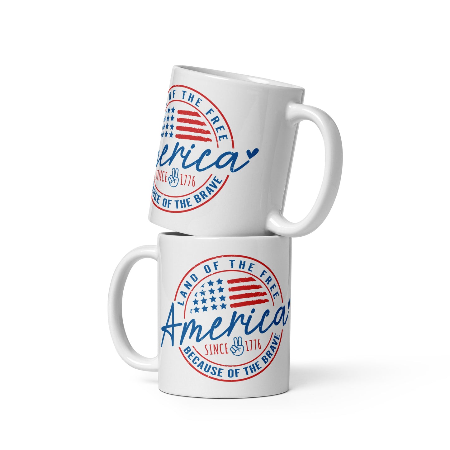 Patriotic Ceramic Mug White "America - Land of the Free" M830021