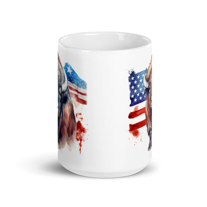 Patriotic Ceramic Mug White "American Bison" M830001