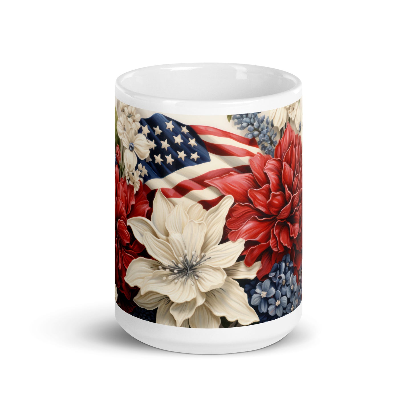 Patriotic Ceramic Mug White "Flower Bouquet" M830004